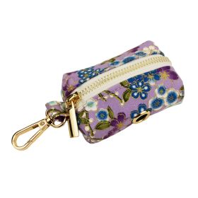 Purple And Wind Floral Dog Collar Hand Holding Rope Metal Bandana Bow Strap Out Shit Bag (Option: Dog Poop Bag-XL)